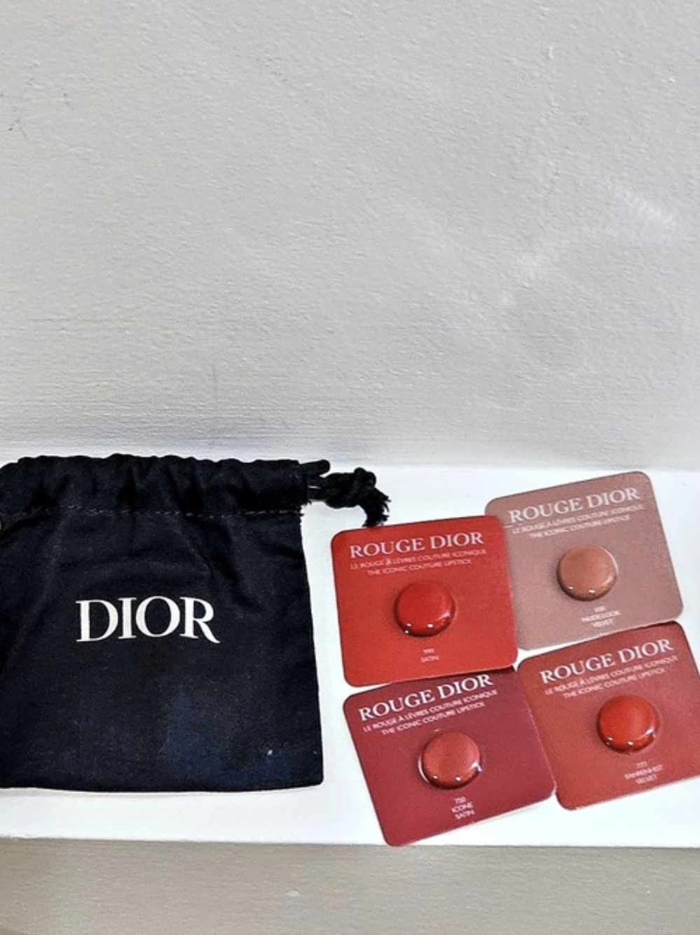 DIOR ROUGE 4PC LIPSTICK SAMPLES & DRAWSTRING POUCH - Picture 3 of 5